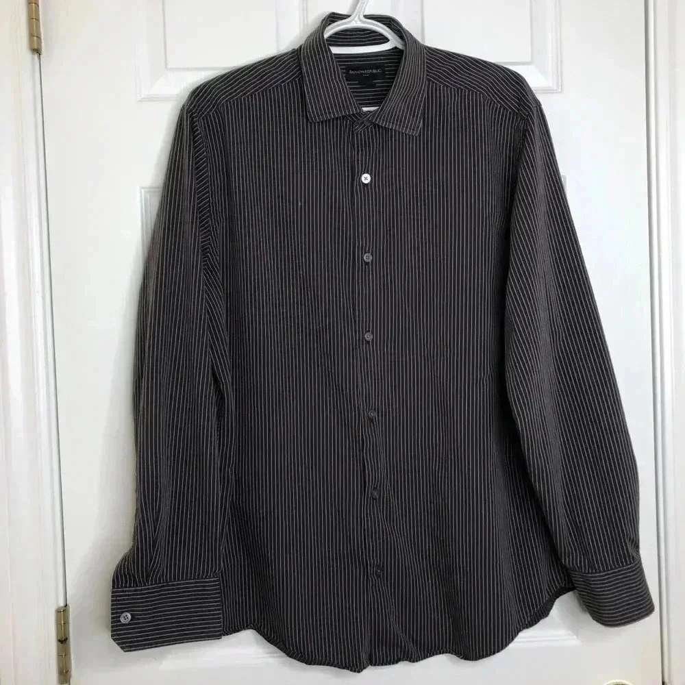 Banana Republic Factory Striped Dress  Shirt Large